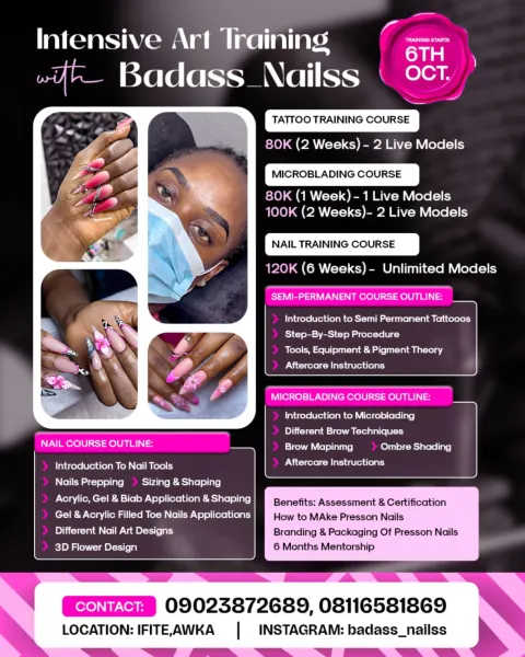 Badass Nails, Ifite: Nail and beauty training flyer
