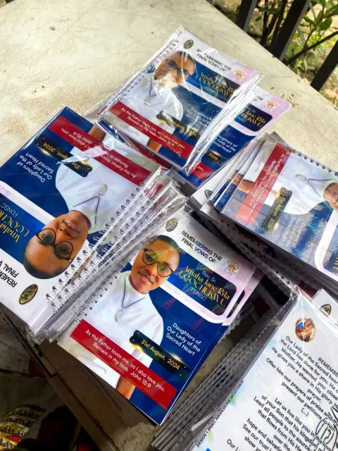 Final vows celebration: Printed souvenir jotters