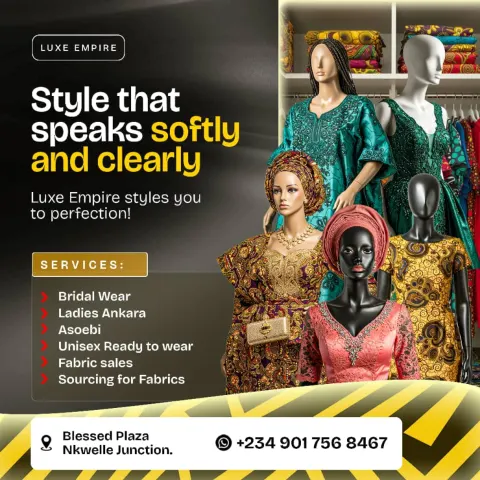 Luxe Empire, Nkwelle: Fashion services flyer