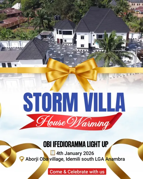 Storm Villa, Idemili South: House-warming invitation