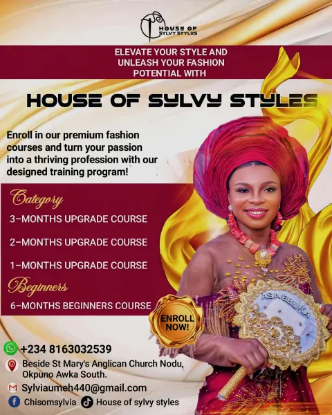 House of Sylvy Styles, Okpuno: Fashion school enrolment flyer