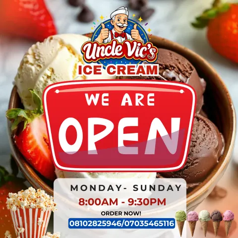 Uncle Vic’s Ice Cream: “We are open” post